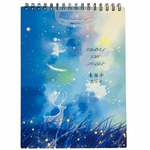 Croquera 50 Hojas Lisas Color Marfil Diseño Paisaje Azul Ciervo