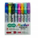 Set de 8 Marcadores Color Plateado Doble Línea con Borde de Color Bestdi