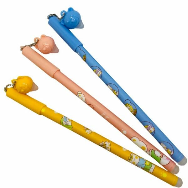 Lápiz Tinta Gel Azul Borrable 0.38mm Diseño de Osito (Elige Color)