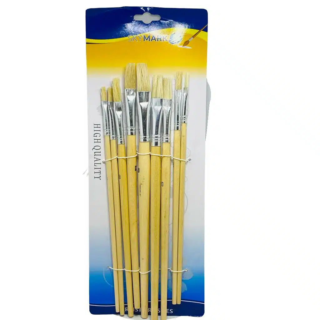 Set de 9 Pinceles Punta Plana Pelo Sintético Multipropósito - Imagen 1