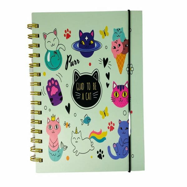 Cuaderno 100 Hojas Matemática 5mm Diseño Gatito Kawaii
