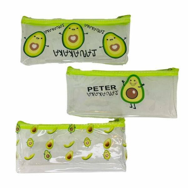 Estuche Transparente con Cierre Modelo de Palta Kawaii (Elige Diseño)