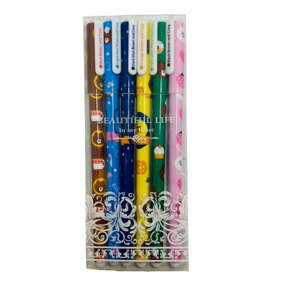 Set de 6 Lápices Tinta Gel de Colores Beautiful Life Animales