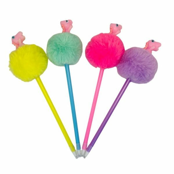 Lápiz Pasta Azul con Pompón Dinosaurio (Elige Color)