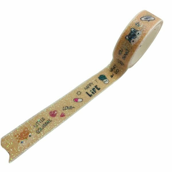 Cinta Washi Tape Escarchado Diseño Happy Life