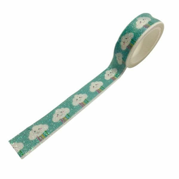 Cinta Washi Tape Escarchado Diseño de Nube Arcoíris