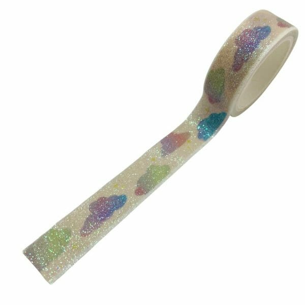 Cinta Washi Tape Escarchado Diseño de Nubes de Colores