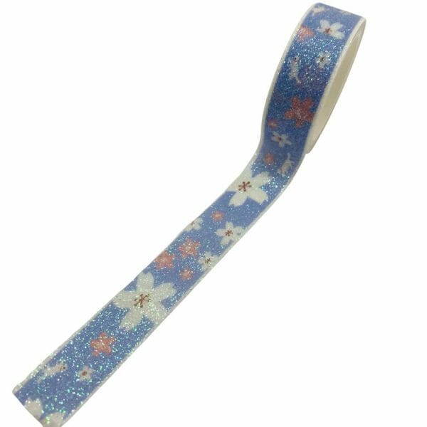 Cinta Washi Tape Escarchado Diseño de Flores