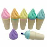 Set de 6 Mini Destacadores Tonos Fluorescentes Modelo de Barquillo con Helado - Imagen 3