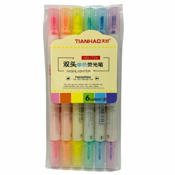 Set de 6 Destacadores Doble Punta Tonos Fluorescentes Twinpen