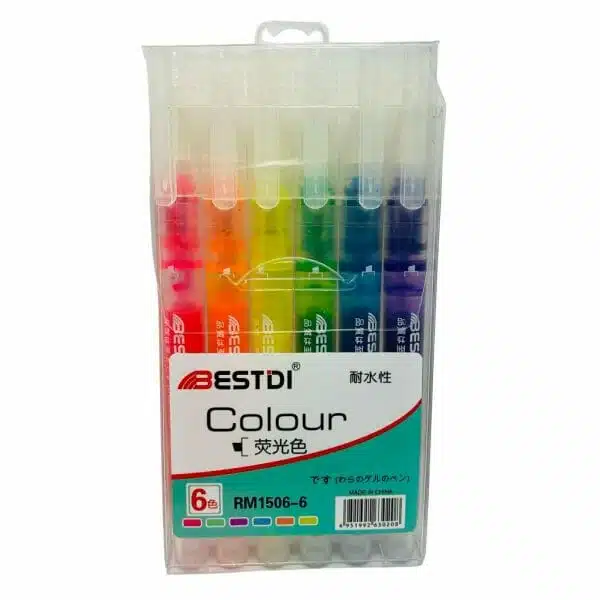 Set de 6 Destacadores Líquidos Tonos Fluorescentes Bestdi