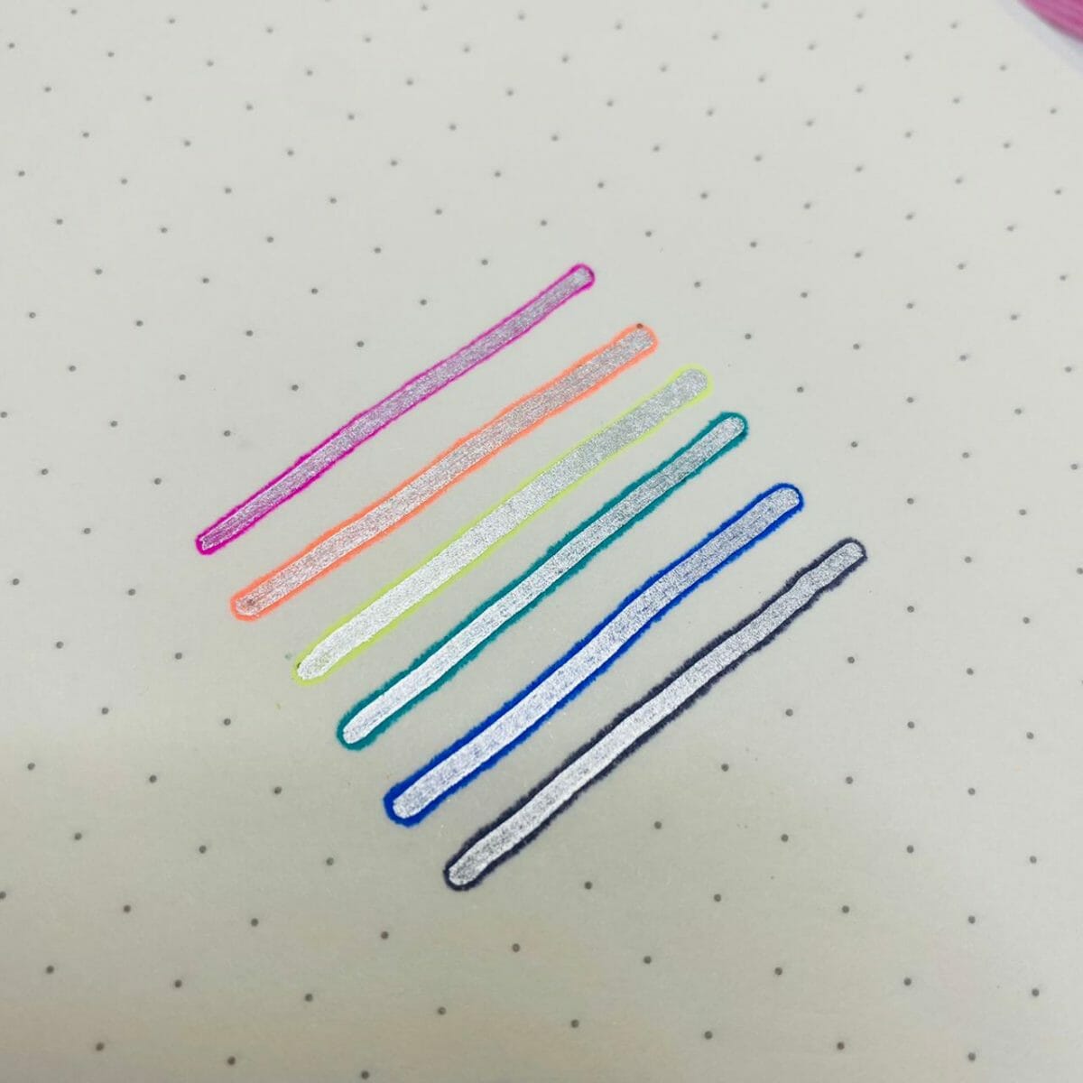 Set de 6 Marcadores Color Plateado Doble Línea con Borde de Color Bestdi - Imagen 3