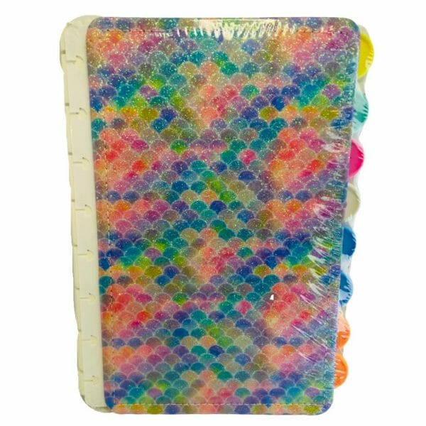 Libreta de Discos con 80 Hojas de Puntos Diseño de Escamas de Sirena Glitter