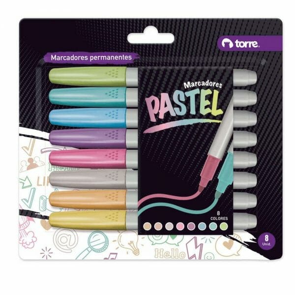 Set de 8 Marcadores Permanentes Tonos Pasteles Torre