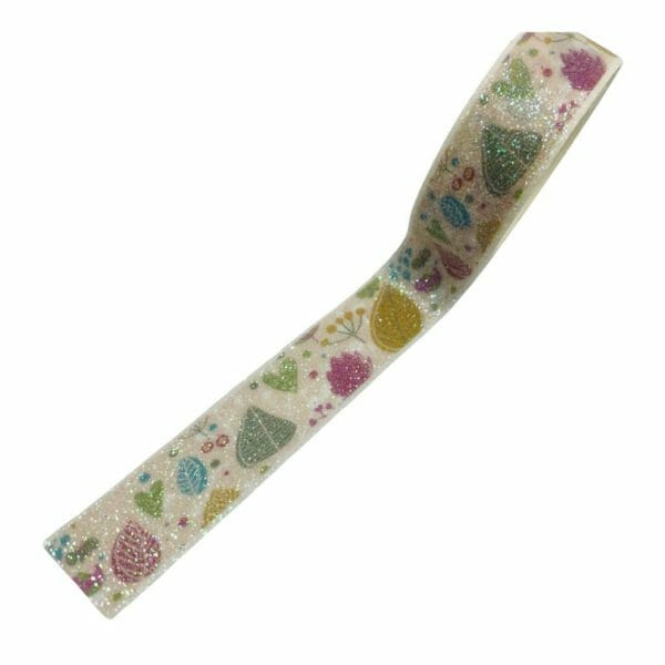 Cinta Washi Tape Escarchado Diseño de Hojas de Colores