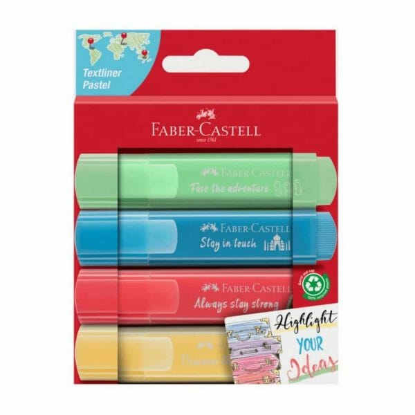 Set de 4 Destacadores Pastel Edición Viajes Faber-Castell