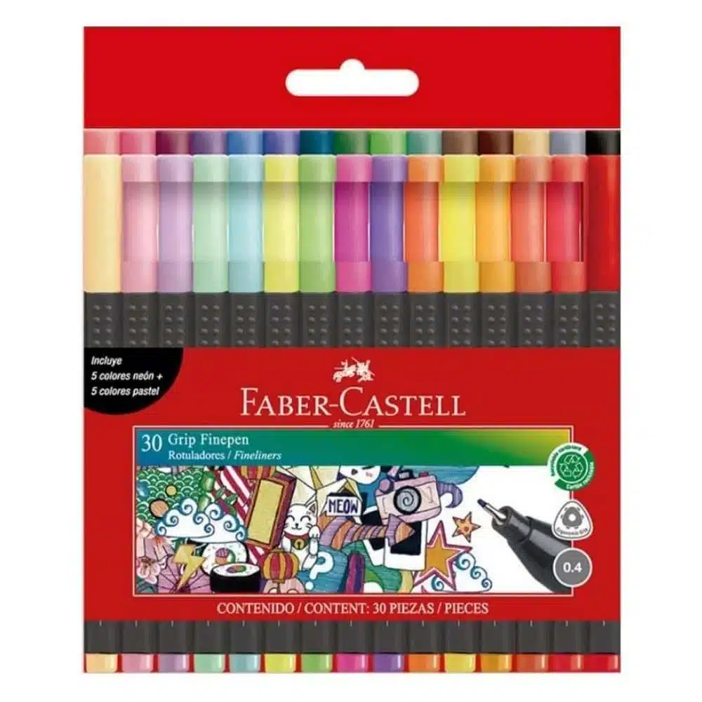 451431 Set de 30 Lápices Tiralíneas Grip Finepen Faber-Castell - Imagen 1
