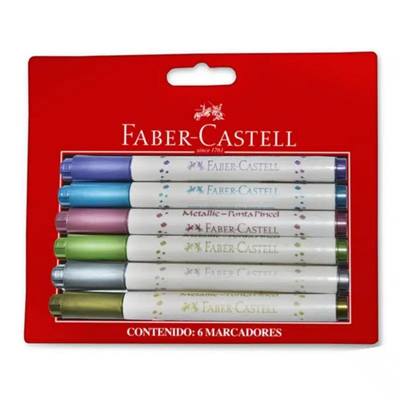 555016 Set de 6 Marcadores Punta Pincel Metálicos Faber-Castell - Imagen 1