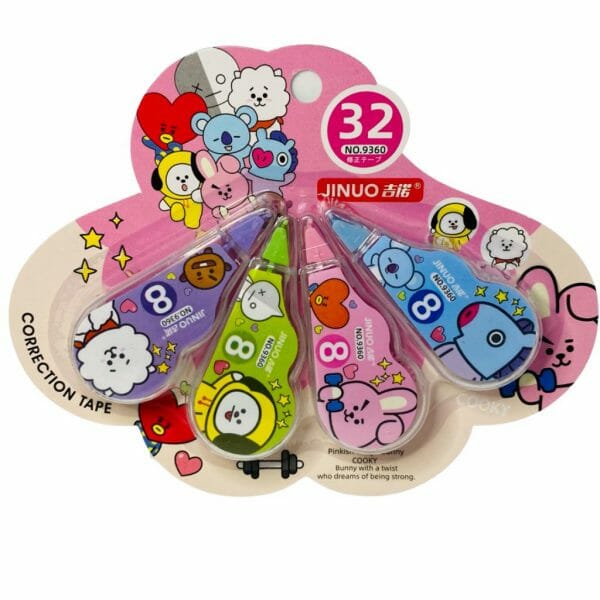 Set de 4 Correctores Tipo Cinta Diseño Personajes BT21
