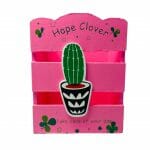 Portalápices de Madera Diseño de Cactus Hope Clover Rosado