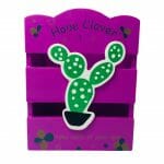 Portalápices de Madera Diseño de Cactus Hope Clover Morado