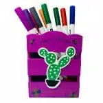 Portalápices de Madera Diseño de Cactus Hope Clover Morado - Imagen 2