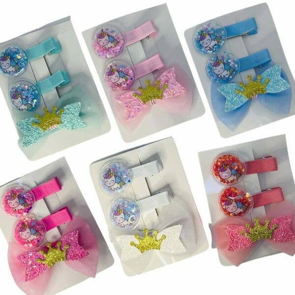 Set de 3 Pinches Diseño de Unicornio (Elige Color)