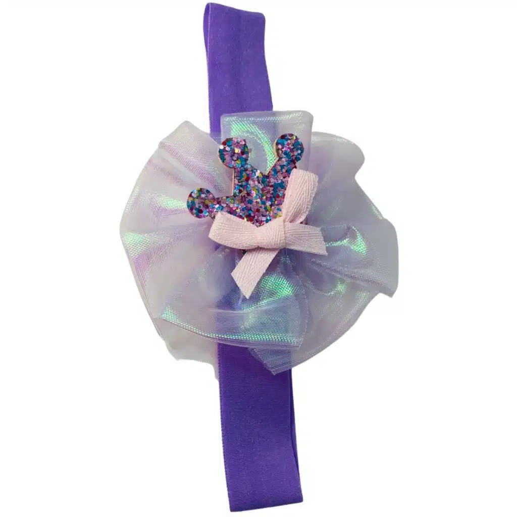 ACA003_2 Cintillo de Bebé Elasticado Diseño Corona de Princesa Morado - Imagen 2