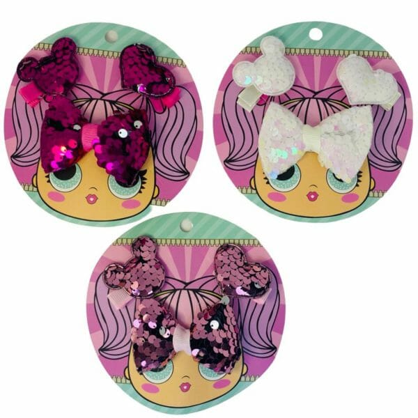 Set de 3 Pinches Diseños con Lentejuelas (Elige Color)