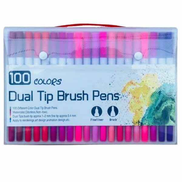 Set de 100 Lápices Punta Pincel y Marcador