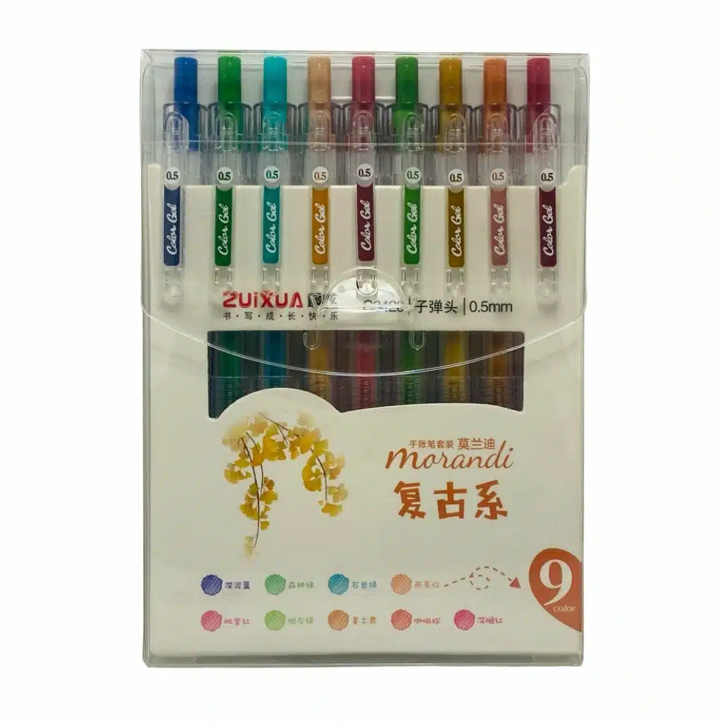 Set de 9 Lápices Tinta Gel de Colores Retráctiles 0.5mm Morandi Retro - Imagen 1
