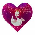 Libreta 50 Hojas Lisas con Forma de Corazón Diseño de Cisne