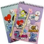 Libreta 8 Hojas Negras Raspable Scratch + Palito de Naranjo Modelo Personajes BT21 (Elige Diseño)