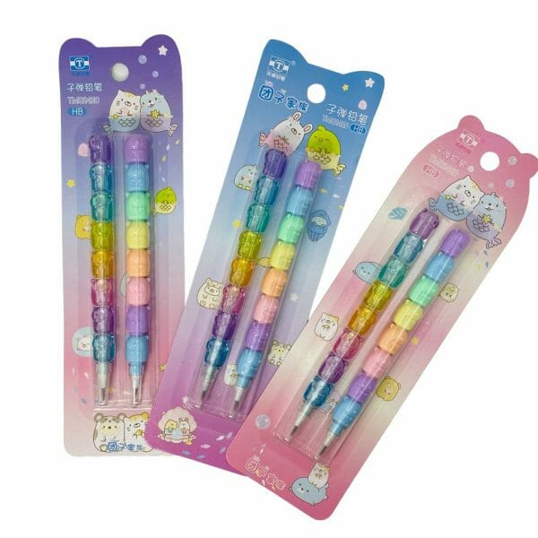 Set de 2 Lápices Grafito HB con Puntas Intercambiables Diseño de Hámster (Elige Color)