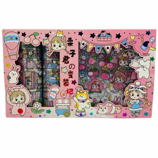 Set de 10 Cintas Washi Tape Transparentes + 10 Laminas de Stickers Diseño Kawaii