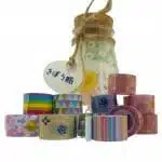 Botella con 18 Mini Cintas Washi Tape + Lamina de Stickers - Imagen 3