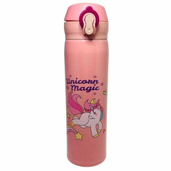 Termo de Acero Inoxidable Tipo Botella 500ml para Líquidos Diseño de Unicornio