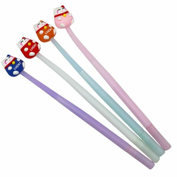 Lápiz Flexible Tinta Gel Negro Modelo de Gatito Lucky (Elige Color)