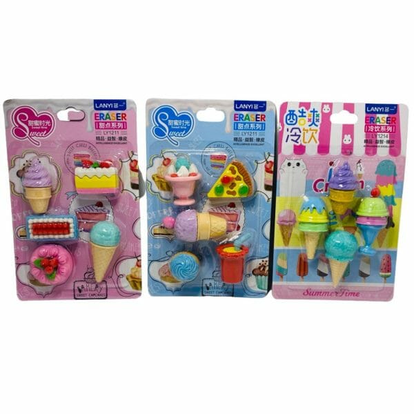 Set de Gomas de Borrar Estándar Modelo de Helados y Pasteles (Elige Diseño)