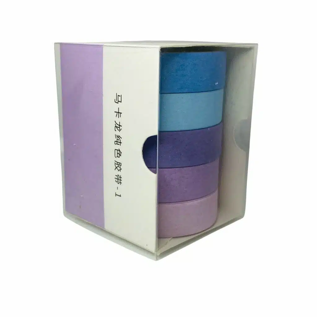 Set de 5 Cintas Washi Tape Tonos Morados y Celestes - Imagen 3