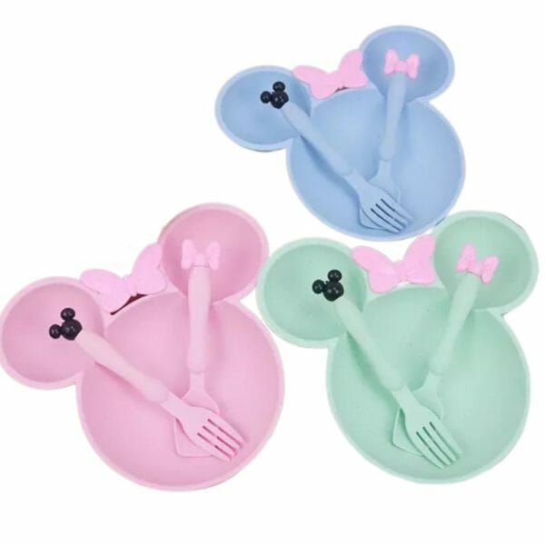 Plato con Cubiertos Modelo de Minnie Mouse (Elige Color)