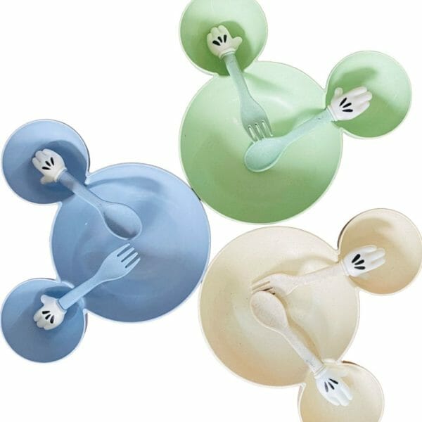 Plato con Cubiertos Modelo de Mickey Mouse (Elige Color)