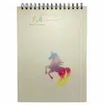 Croquera 50 Hojas Lisas Color Marfil Diseño de Unicornio Escarchado