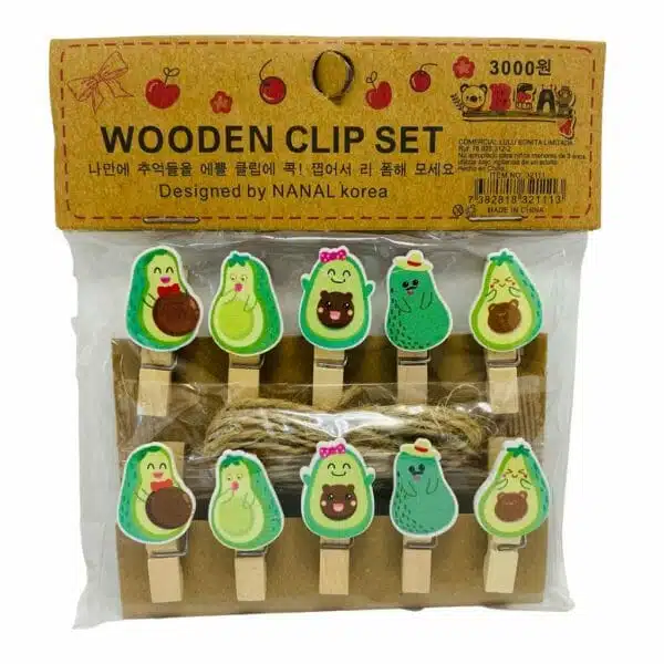 Set de 10 Clips de Madera Diseño de Palta