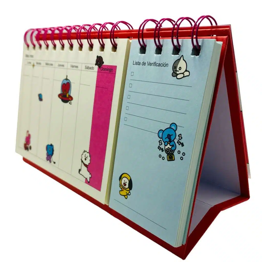 Planner Semanal 60 Hojas + Check List 60 Hojas Colección BT21 Diseño Rojo - Imagen 2