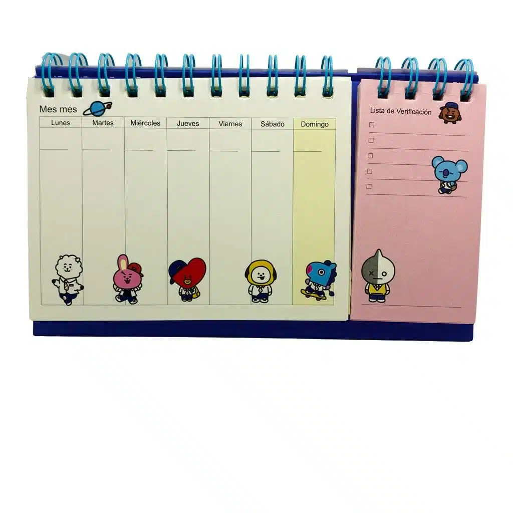Planner Semanal 60 Hojas + Check List 60 Hojas Colección BT21 Diseño Azul - Imagen 4