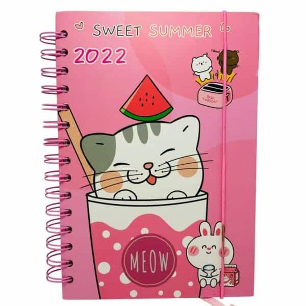 Agenda 2022 Tapa Dura Diseño de Gatito Sweet Summer