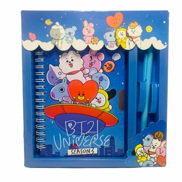 Diario de Vida Azul con Lápiz 60 Hojas Diseño de Personajes BT21