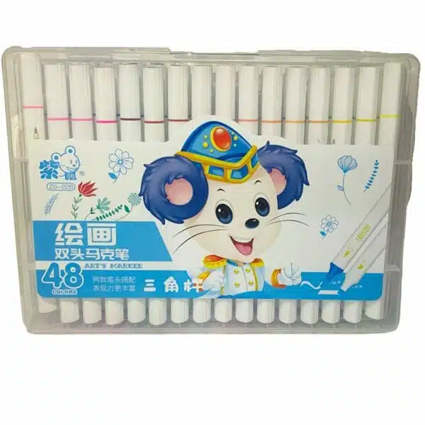 Set de 48 Marcadores Permanentes Punta Biselada y Punta Pincel