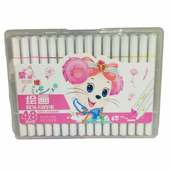 Set de 48 Marcadores Permanentes Punta Biselada y Punta Pincel